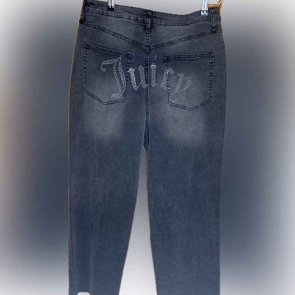 Juicy Couture Rhinestone Black Stretchy Wide Leg Jeans - Picture 3 of 5